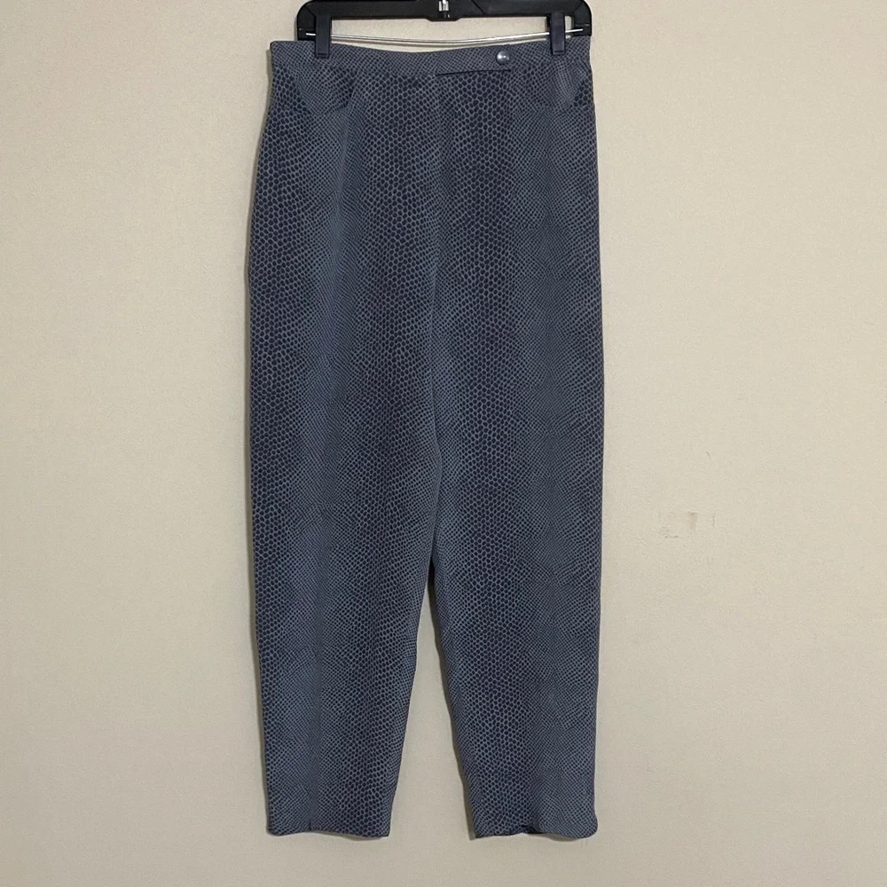 Vintage Vera Crutuna Gray Patterned trouser Pant women 12 silk casual office Y2K